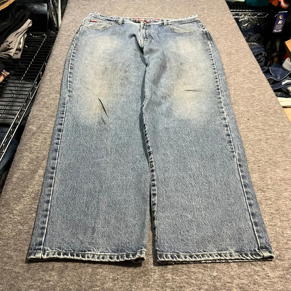 Ecko Unltd Rhino BaggyY2K Wide Leg Jeans Mens 36x31 Light Wash Skater Skateboard